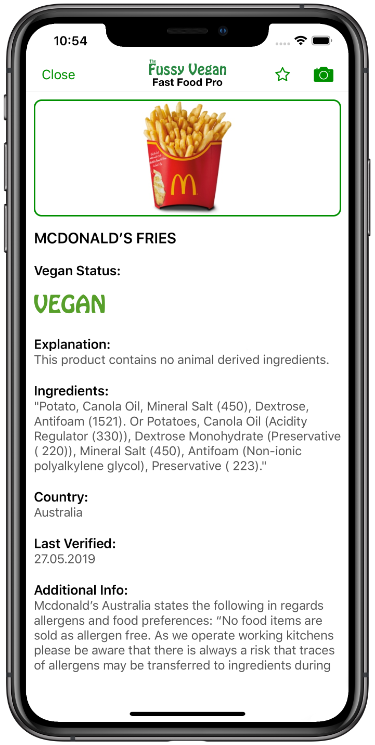 Fussy Vegan Fast Food Pro app