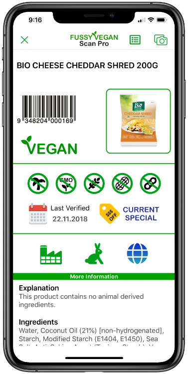 Fussy Vegan Scan Pro app