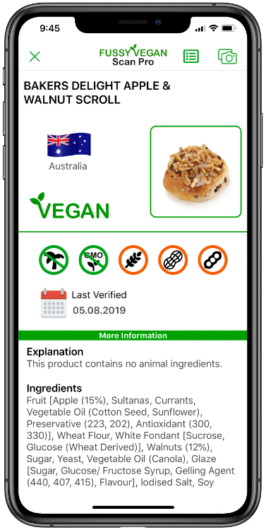 Fussy Vegan Scan Pro app